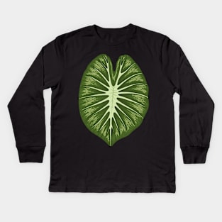 Colocasia white lava big leaf Kids Long Sleeve T-Shirt